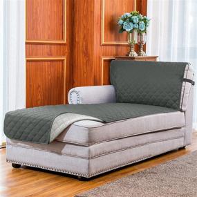 img 2 attached to 🛋️ Subrtex Gray Reversible Sofa Chaise Slipcover Protector: Washable, Elastic Adjustable Strap, 102x34.5 Inch - Perfect Furniture Protector for Pets and Dogs