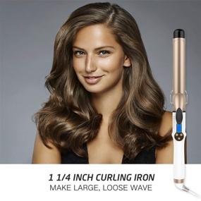 img 3 attached to 🔥 Hoson Professional Ceramic Tourmaline Coating Curling Iron - 1 1/4 Inch Barrel, LCD Display, 9 Heat Settings, Suitable for All Hair Types (225°F to 450°F), Includes Glove