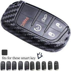 img 2 attached to Carbon Fiber Pattern Key Fob Cover Case for Jeep Renegade Grand Cherokee Compass Ram Dodge Challenger Journey Durango Dart Chrysler 200 300 Keyless Entry Remote