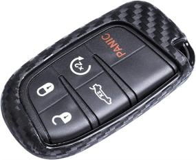 img 4 attached to Carbon Fiber Pattern Key Fob Cover Case for Jeep Renegade Grand Cherokee Compass Ram Dodge Challenger Journey Durango Dart Chrysler 200 300 Keyless Entry Remote