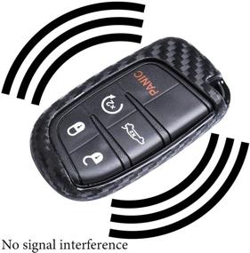 img 1 attached to Carbon Fiber Pattern Key Fob Cover Case for Jeep Renegade Grand Cherokee Compass Ram Dodge Challenger Journey Durango Dart Chrysler 200 300 Keyless Entry Remote