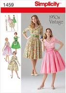 simplicity 1459: elegant vintage 1950's women's dress sewing pattern in sizes 8-16 logo