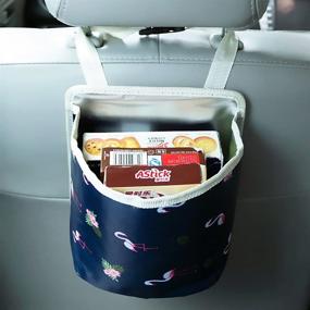 img 1 attached to 🚗 Blue Car Trash Can: Cute and Small Garbage Bin for Front and Back Seat, Hangable Car Trash Bag, Compact Car Storage and Organization Solution