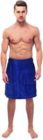 img 3 attached to 🛁 Turkuoise Turkish Towel - Men's Cotton Terry Velour Bath Towel Wrap, Made in Turkey (Royal Blue)