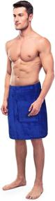 img 2 attached to 🛁 Turkuoise Turkish Towel - Men's Cotton Terry Velour Bath Towel Wrap, Made in Turkey (Royal Blue)