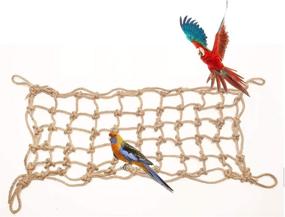 img 4 attached to 🦜 Morezi Parrot Bird Climber Net | Cotton Rope, Cage Wood & Hemp Rope Ladder Toy for Play Gym | Hanging Swing Net, Perch, Hammock Décor | Suitable for All Parrot Species