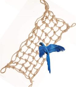 img 3 attached to 🦜 Morezi Parrot Bird Climber Net | Cotton Rope, Cage Wood & Hemp Rope Ladder Toy for Play Gym | Hanging Swing Net, Perch, Hammock Décor | Suitable for All Parrot Species