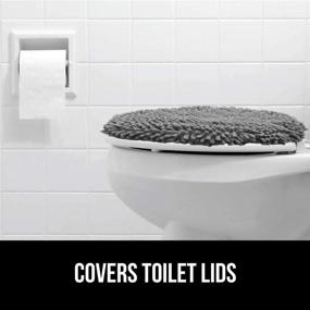 img 3 attached to 🦍 Gorilla Grip Shag Chenille Toilet Lid Cover - Machine Washable, Ultra Soft Plush Seat Cover, Large Fabric 19.5x18.5 Inch - Fits Most Toilet Lids - Bathroom Accessories and Decor (Gray)