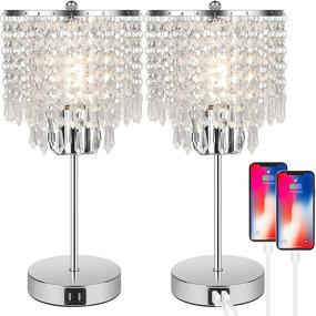 img 4 attached to 💡 Stylish Crystal Touch Control Table Lamp Set with Dual USB Charging Ports and Dimmable Features - Perfect for Bedrooms and Living Rooms