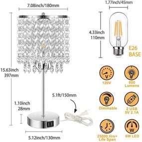 img 2 attached to 💡 Stylish Crystal Touch Control Table Lamp Set with Dual USB Charging Ports and Dimmable Features - Perfect for Bedrooms and Living Rooms