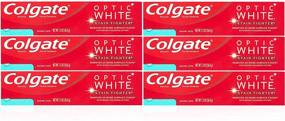 img 4 attached to Colgate Optic White Teeth Whitening Toothpaste - Travel Size (1.3 oz), Pack of 6: Stain Fighter, Fresh Mint Gel for Brighter Smiles