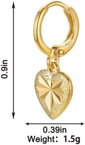 img 3 attached to Frosted Gold-filled Heart Drop Earrings: Small Huggie Hoops for Women and Girls - Fashionable Jewelry Gifts