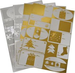 img 3 attached to 🎁 Премиум этикетки для новогодних подарков из 48 золотых и серебряных фольги | Праздничные наклейки для подарочных коробок, упаковочной бумаги, сумок и бумажных салфеток