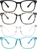 blue light blocking computer glasses anti glare reduce eyestrain eyeglasses for computers screens for men and women (4 pack) logo