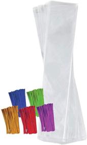 img 3 attached to 🛍️ Versatile 100 Pack Clear Plastic Cellophane Bags with Colored Twist Ties for Party Favors and Gifts (2"x10")