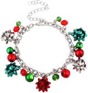 🎄 stylish alexy christmas bracelets - festive x-mas bow charm & jingle bell link bracelets for women, girls & kids logo