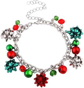 img 4 attached to 🎄 Stylish ALEXY Christmas Bracelets - Festive X-Mas Bow Charm & Jingle Bell Link Bracelets for Women, Girls & Kids