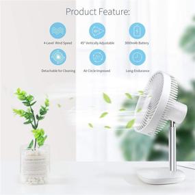 img 3 attached to 🔋 SmartDevil Rechargeable Battery Operated Small Desk Fan - 4 Speed Levels, Portable Personal Table Fan for Home Office Bedroom or Outdoor Use - Quiet Operation, Adjustable Tilt - White