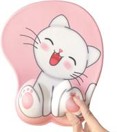 🐱 cat-pink 3d mouse pad with ergonomic wrist rest support, non-slip gel, anime kawaii cute pink design for pain relief and enhanced typing, gaming, home office work, and study - ideal for notebook computers logo