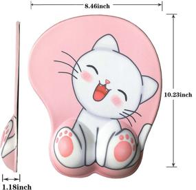 img 2 attached to 🐱 Cat-Pink 3D Mouse Pad with Ergonomic Wrist Rest Support, Non-Slip Gel, Anime Kawaii Cute Pink Design for Pain Relief and Enhanced Typing, Gaming, Home Office Work, and Study - Ideal for Notebook Computers