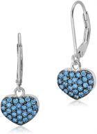 sterling silver 925 pave simulated diamond puffy heart leverback earrings dangle - elegant and sparkling earrings for every occasion logo