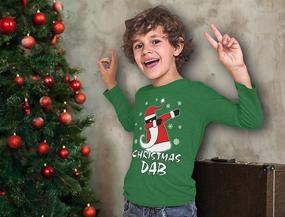 img 2 attached to 🎅 Dabbing Christmas Sleeve T Shirt - Boys' Clothing