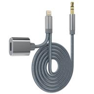 кабель lightning to 3.5mm aux с портом зарядки для iphone 13 12 11 mini max pro x xr xs se 8 8p 7 7p - совместим с динамиком, стерео, наушниками - автомобильный аудио адаптер логотип