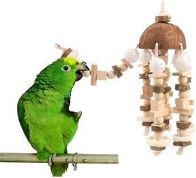 img 1 attached to 🐦 Wooden Building Blocks Bird Toy: Perfect Chew Toy for Small & Medium Parrots and Birds