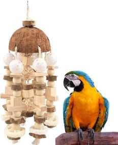 img 4 attached to 🐦 Wooden Building Blocks Bird Toy: Perfect Chew Toy for Small & Medium Parrots and Birds