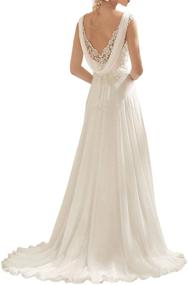 img 3 attached to Abaowedding Women's Wedding Dress with Lace, Double V-Neck, Sleeveless, Ideal for Evening Events