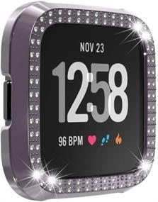 img 2 attached to Bling Case for Fitbit Versa/Versa Lite - 4 Pack Rhinestone Protector Covers in Gray, Silver, Indigo, and Rose Gold