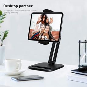 img 3 attached to 📱 BSOON Tablet Stand Holder - Adjustable Desktop Tablet Mount Cradle with Sturdy Base - Foldable Phone Stand for Desk - Compatible with iPad Pro 11 / 12.9, Mini, Air, Kindle and 4.7&#34; to 13&#34; Tablets (Black)