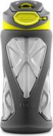 16 oz grey/green zulu torque kids tritan plastic water bottle with silicone sleeve logo