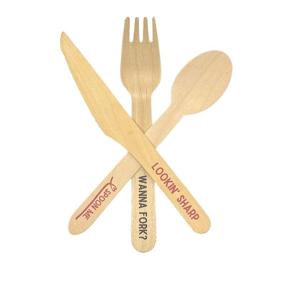 img 1 attached to 🍴 Large Custom Wooden Cutlery Set - 36 Pieces - 12x Eco-Friendly Spoons, 12x Sustainable Knives, 12x Biodegradable Forks - Sturdy Disposable Wooden Cutlery