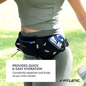 img 1 attached to 🍾 Fitletic Hydra 16 Hydration Belt with No Bounce Technology: Perfect for Marathon, Triathlon, Ironman, Trail, 5K, 10K Running. Available in Various Sizes & Colors with 2x 8 Oz Water Bottles