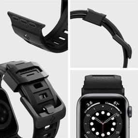 img 2 attached to 📱 Spigen прочный браслет - браслет для Apple Watch 45 мм / 44 мм / 42 мм Серии 7/6/SE/5/4/3/2/1 - матово-черный для улучшенного SEO