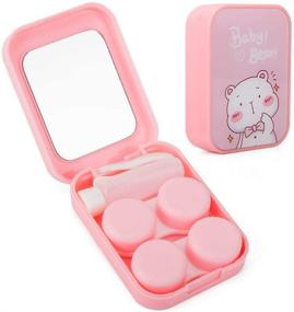 img 4 attached to Pink-1 Contact Lens Care Set: Cute Lens Cases & Colored Lenses for Women