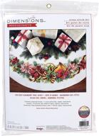 dimensions 70-08939 diy cross stitch christmas tree skirt kit - holiday harmony, 45-inch d, 11 count white aida fabric logo