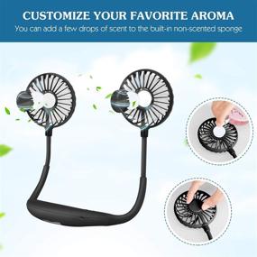 img 2 attached to ⚡ MoKo Portable Neck Fan - Hands-Free USB Mini Fan with Rechargeable Battery, LED Light, 3 Speeds for Sports, Office, Outdoor Travel - Black