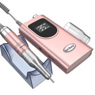 💅 kredioo 35000rpm rechargeable nail drill: the ultimate portable electric drill machine for acrylic nails, professional nail kit with sanding band and 6 drill bits - pink logo