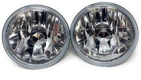 img 4 attached to Authentic Glass 7'' Round Crystal Diamond Clear Headlights for Wrangler LJ H2 Fj JK TJ YJ par56, H6024 H6017 H6014 H6015