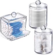 wisiew clear plastic swab holder canisters with lid - convenient bathroom qtip dispenser apothecary jars for cotton swabs, q-tips, makeup pads & cosmetics logo