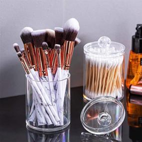 img 2 attached to WISIEW Clear Plastic Swab Holder Canisters with Lid - Convenient Bathroom Qtip Dispenser Apothecary Jars for Cotton Swabs, Q-Tips, Makeup Pads & Cosmetics