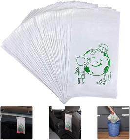img 4 attached to 🚗 60-Pack Car Adhesive Garbage Bags | Portable Disposable Trash Bags | Leak-Proof Vomit Bags | White Cartoon Trash Bags for Cars, Kitchens, Bedrooms, Kid's Room, Study Room | 11.4 x 8.2 inch