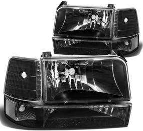 img 4 attached to 🚗 Black Housing Headlights Replacement (DNA Motoring HL-OH-F15092-6P-BK-CL1) for 92-96 F150 F250 F350/Bronco