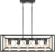 🍳 farmhouse kitchen island lighting, lampundit 5 light dining room chandelier | pool table light, black & bronze finish логотип