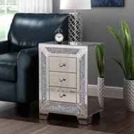 💎 sparkling mirrored night stand: 3 drawers, crushed crystal beside table for bedroom, living room, office logo