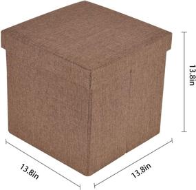 img 1 attached to 🪑 Slashome 13.8-Inch Brown Storage Ottoman Cube - Foldable Linen Footrest Stool with Padded Seat, Maximum Load 350lbs