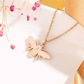 img 2 attached to 🐝 Meibai Initial Honey Bee Necklace: Rose Gold Plated Stainless Steel Bee Pendant Name Necklace - Perfect Birthday Gift for Her & Bee Lovers