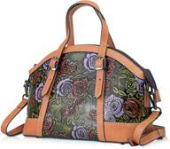 stylish leather shoulder satchel: women's handbags & wallets with embossed designs - perfect for totes! logo
